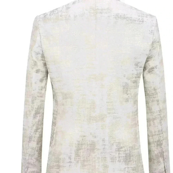 2XL slim fit one button front velvet blazer white gold notched lapel men busines - Picture 2 of 15